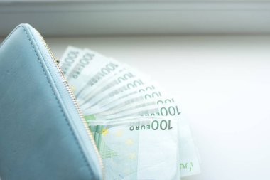 m-cüzdan para euro üzerinde beyaz arka plan ile. iş