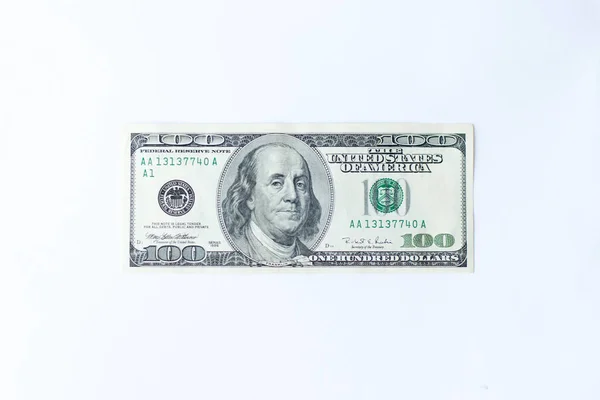 Сто Долларов Изолированы Белом Фоне Наличные — стоковое фото