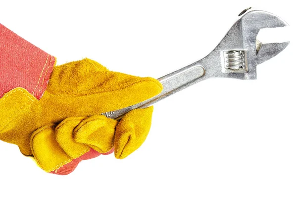 El ile ayarlanabilir anahtarı beyaz arka plan üzerinde izole