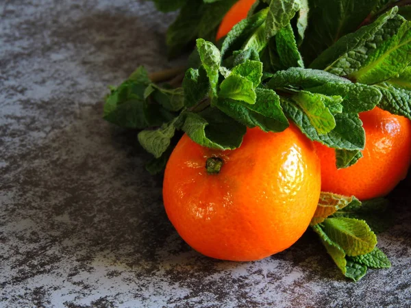 Tangerine Mentalevél Menta Illatos Mandarin Közelről — Stock Fotó