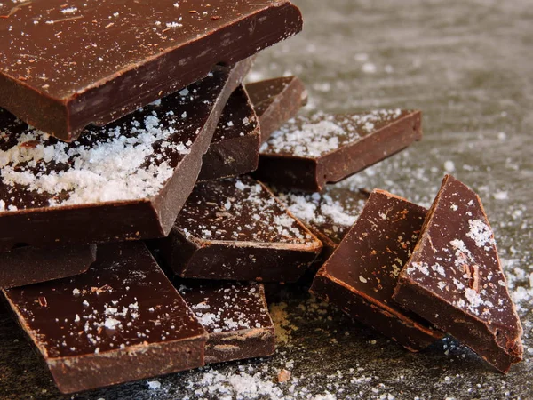 Black chocolate for diets. Chocolate with sea salt.