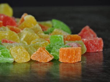 Multi-colored sweet candied fruits. Healthy sweets