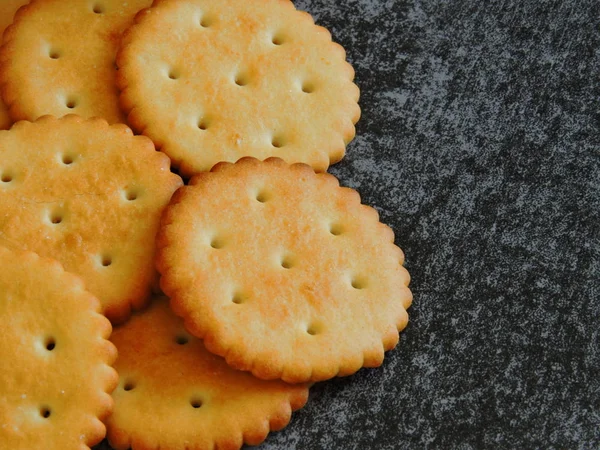 Ruddy Cracker Kulaté Křupavé Sušenky — Stock fotografie