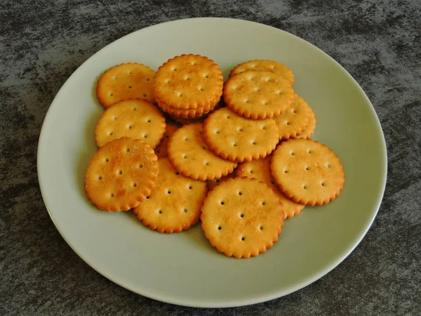 Ruddy Cracker Kulaté Křupavé Sušenky — Stock fotografie