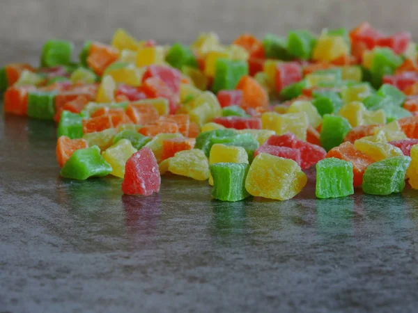 Mehrfarbige Süße Kandierte Früchte Gesunde Süßigkeiten — Stockfoto