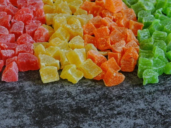Frutas Confitadas Brillantes Dulce Multicolor Caramelizado —  Fotos de Stock