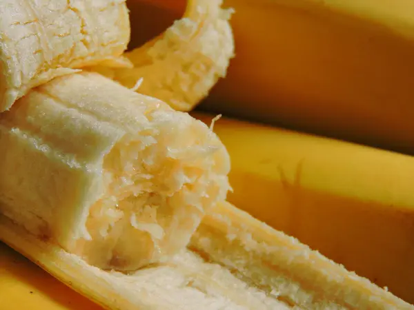Plátano Amarillo Pelado Piel Plátano Macro — Foto de Stock