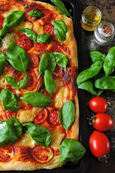 Domácí Caprese Pizza Keto Dieta Keto Pizza Vegetariánská Pizza — Stock fotografie