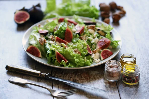 Gesunder Salat Mit Feigen Und Quark Keto Diät Keto Salat — Stockfoto