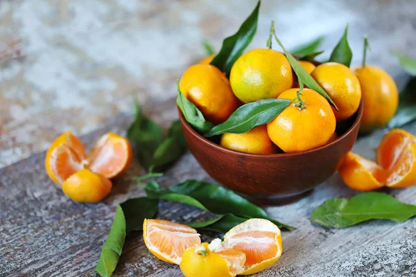Frische Mandarinen Einer Schüssel Mandarin Geht Zitrusfrüchte Ernten — Stockfoto