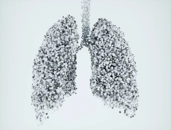 Nanopartículas Los Pulmones Sobre Fondo Blanco Renderizado — Foto de Stock