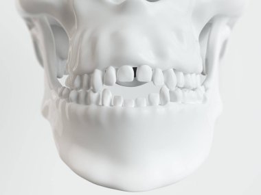 Beyaz arka planda - 3d render emzikler tarafından açık ısırığı