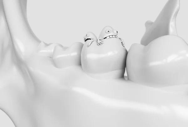 Tooth Human Cartoon Bacteria Caries Bacteria Eat Teeth Rendering — Stock Photo, Image