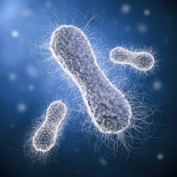 青の背景に棒状細菌 — ストック写真
