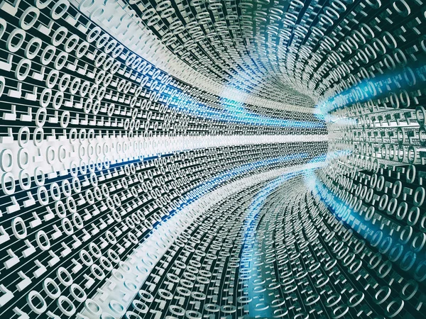 3D Binary tunnel background - data stream concept
