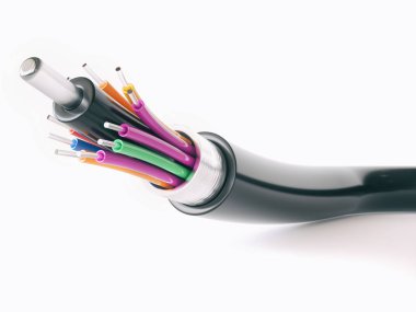 Fiber optical cable detail - 3D Render clipart