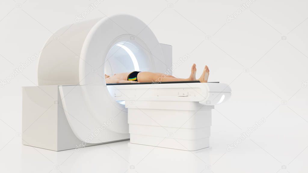 Computertomography with human on white background- 3D Rendering
