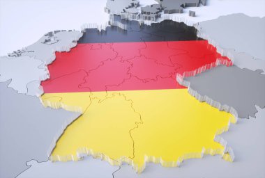 Deutschlandkarte mit Grenzzaun in Europa, 3D Hazırlama