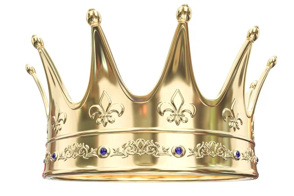 Gold Crown Isolated White Background Rendering — Stock Photo, Image