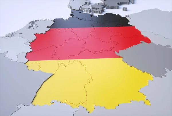 Mapa Detallado Alemania Color Bandera —  Fotos de Stock