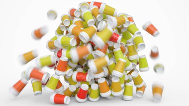 Bir yığın kahveyi bardak haline getirmek -- 3 boyutlu hazırlama