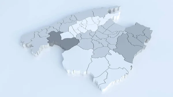 所有地区的马略卡岛地图 非常详细的白色背景 3D渲染 — 图库照片