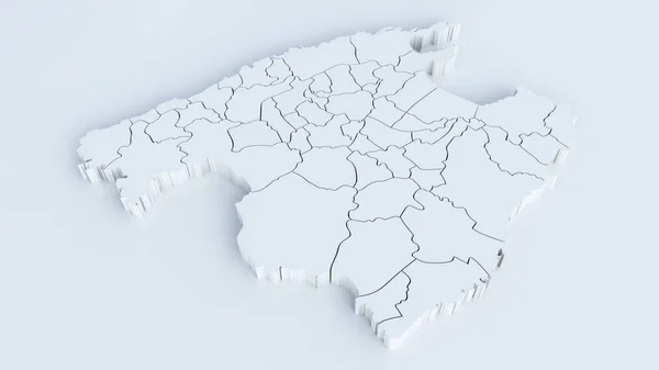 Mapa Mallorca Con Todas Las Zonas Altamente Detallado Sobre Fondo — Foto de Stock