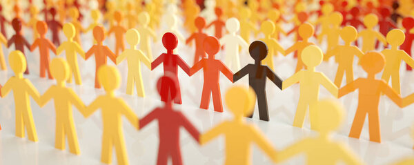 Многие люди, которые держат свое - 3D рендеринг
