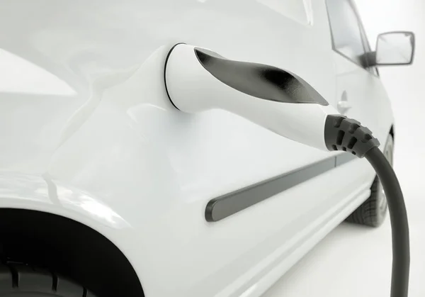 Ricarica Auto Elettrica Sfondo Bianco Rendering — Foto Stock