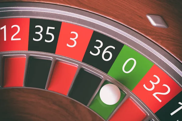 Tema Casino Primo Piano Della Ruota Della Roulette Rendering — Foto Stock