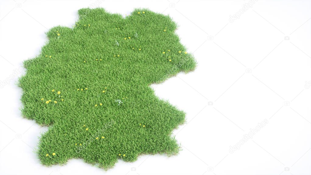 Germany map of grass on white background