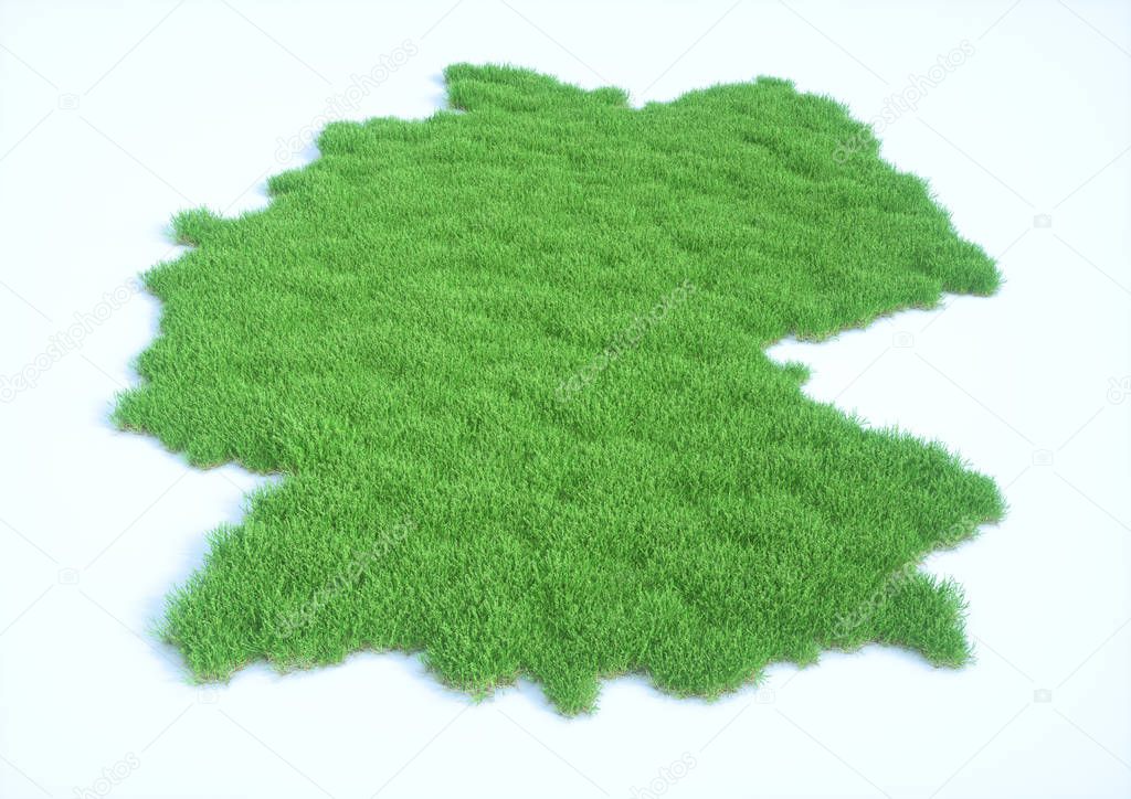 Germany map of grass on white background