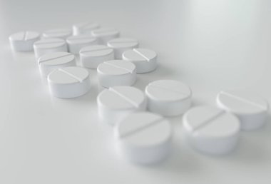 Beyaz arka planda--bir kaç ilaç yakın çekim 3d render