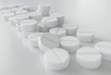Close-up of a little more medications on white background -- 3D Rendering clipart