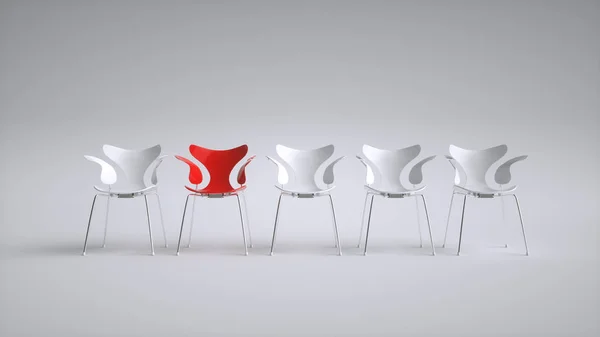 Židle Jsou Uspořádány Neutrálním Pokoj Vykreslování — Stock fotografie