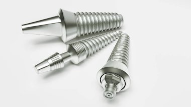Üç farklı diş implantları--3d render