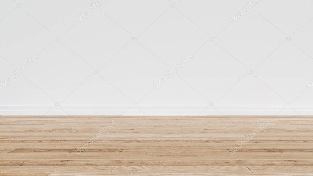 Bright room with parquet floor chair - 3D rendering