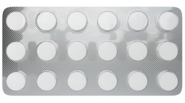 Kabarcık beyaz tabletler - ilaçların sunumu - 3d Rendering