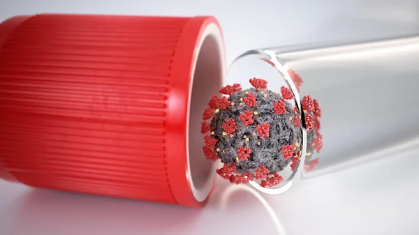 Blood Collection Tubes Corona Virus Rendering — Stock Photo, Image