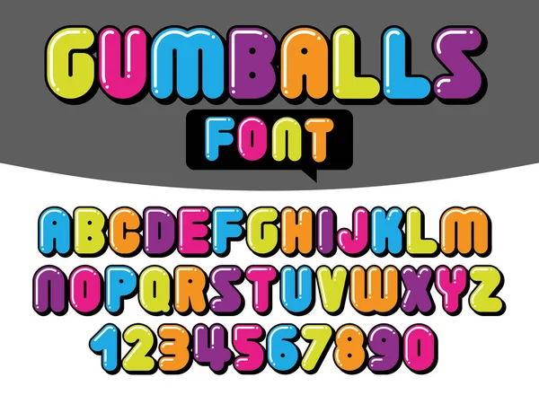 Comic Gumball Alphabet Set Letters Funny Colorful Comics Kid Font — Stock Vector