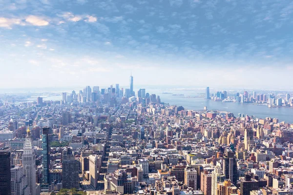 Hermosa Vista Manhattan Luz Del Sol Nueva York — Foto de Stock