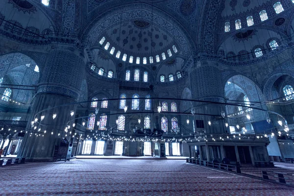 Intérieur Mosquée Bleue Sultan Ahmet Camii Istanbul Turquie — Photo