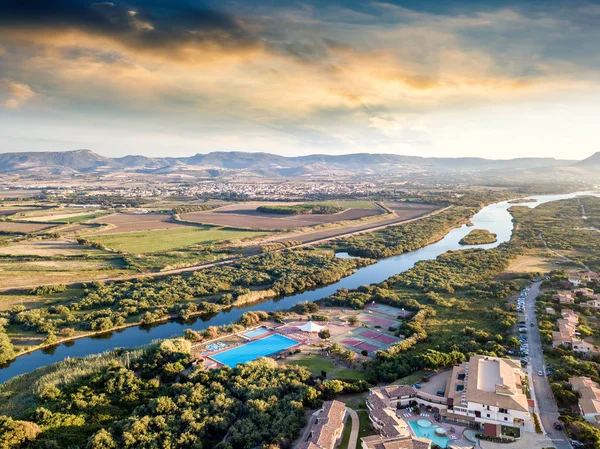 Tourist Village River Coghinas Sardinia Taken Drone — Stock Photo, Image