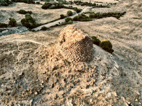 Vista Aérea Nuraghe Por Dron Cerdeña — Foto de Stock