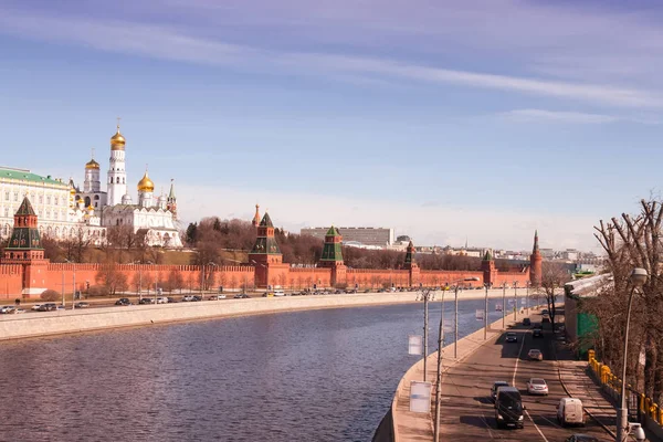 Der Kreml Und Der Fluss Moskva Moskau Russland — Stockfoto