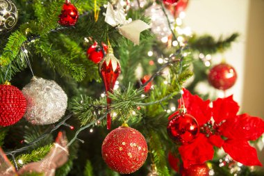 Yılbaşı süsleri çam ağacı üzerinde