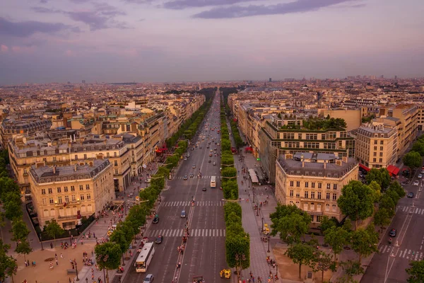 Vista Aérea Del Horizonte París Con Tour Eiffel Fondo —  Fotos de Stock