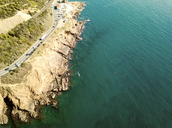 海岸和海洋的空中景观 — 图库照片