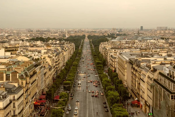 Αεροφωτογραφία Του Ορίζοντα Του Παρισιού Tour Eiffel Στο Παρασκήνιο — Φωτογραφία Αρχείου
