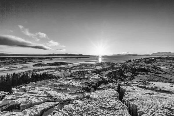 Pôr Sol Islândia Vista Panorâmica — Fotografia de Stock